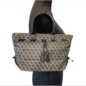 DOONEY & BOURKE Gray Signature Tassel Tote Bag Leather & Jacquard Satchel Purse
